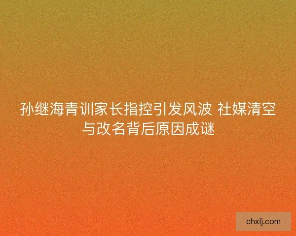 孙继海青训家长指控引发风波 社媒清空与改名背后原因成谜
