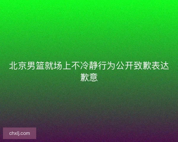 北京男篮就场上不冷静行为公开致歉表达歉意