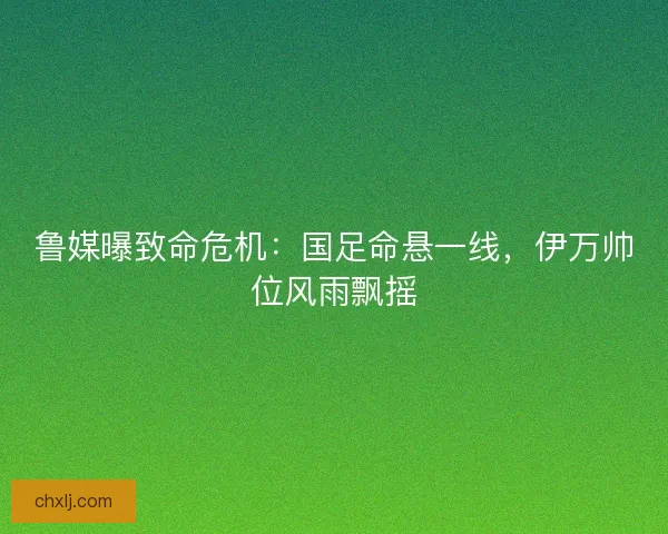 鲁媒曝致命危机：国足命悬一线，伊万帅位风雨飘摇