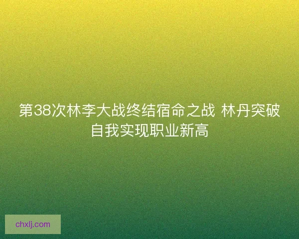 第38次林李大战终结宿命之战 林丹突破自我实现职业新高